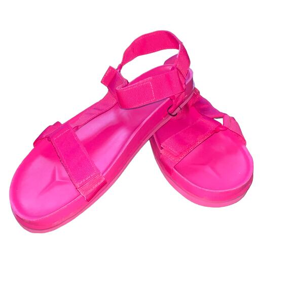 GAP Barbie Core y2k Sporty Strap Sandals Sizzling Fuchsia Pink NWTs 12 - Picture 1 of 10